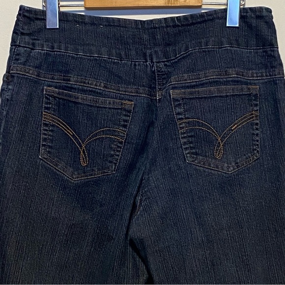 Women’s Contrast Wide Leg Pull On Blue Jeans Size 11 - Picture 4 of 7